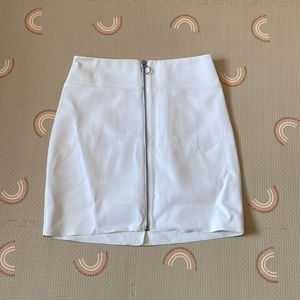 Express White Faux Leather Zipper Skirt